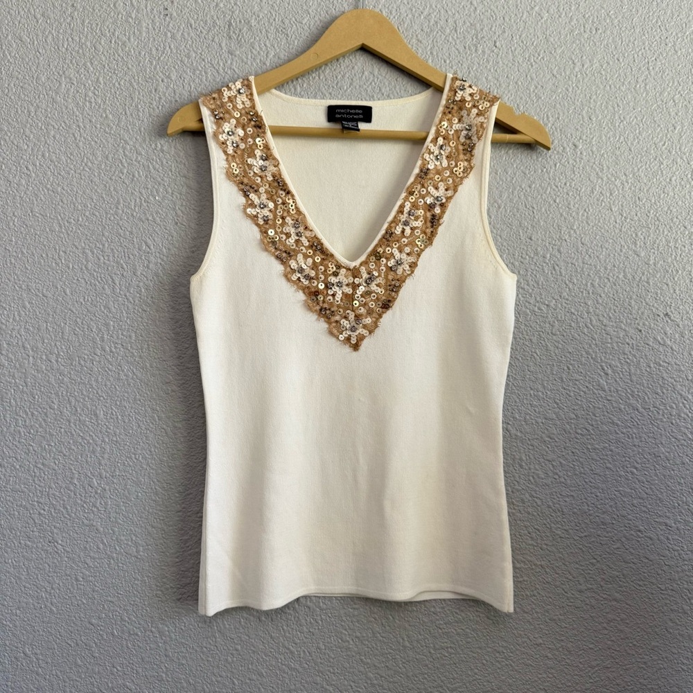 Michelle‎ Antonelli V-neck Embellished Top Size Small